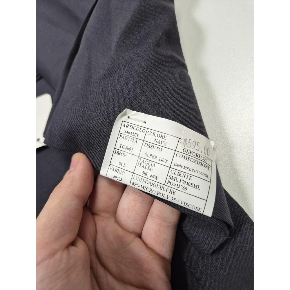 Prontomoda Suit Jacket Mens 50L Big Tall Navy Merino Wool Super 140s 2B NWT